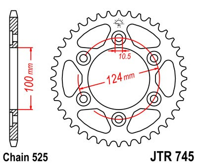 Piese moto - Foaie spate JT JTR 745-39 39T, 525