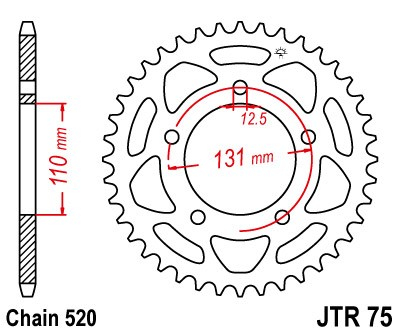 Piese moto - Foaie spate JT JTR 75-44 44T, 520