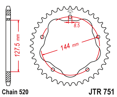 Piese moto - Foaie spate JT JTR 751-38 38T, 520