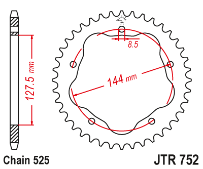 Piese moto - Foaie spate JT JTR 752-39 39T, 525