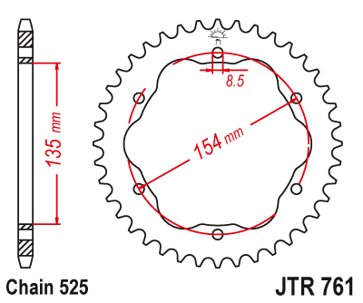 Piese moto - Foaie spate JT JTR 761-38 38T, 525