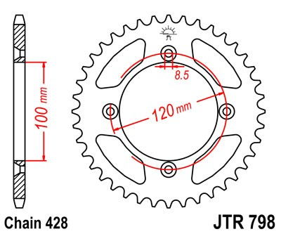 Piese moto - Foaie spate JT JTR 798-44 44T, 428