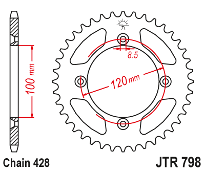 Piese moto - Foaie spate JT JTR 798-48 48T, 428