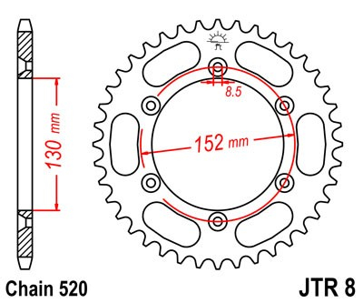 Piese moto - Foaie spate JT JTR 8-48 48T, 520