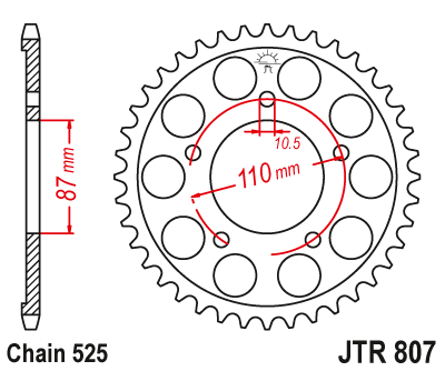 Piese moto - Foaie spate JT JTR 807-45 45T, 525