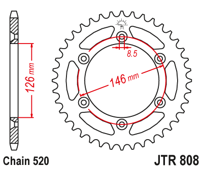 Piese moto - Foaie spate JT JTR 808-49SC 49T, 520 Self Cleaning Lightweight