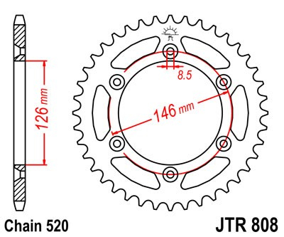 Piese moto - Foaie spate JT JTR 808-53 53T, 520