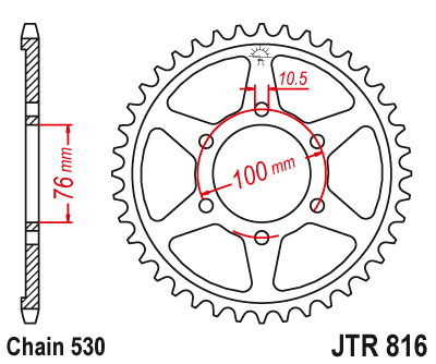 Piese moto - Foaie spate JT JTR 816-38 38T, 530