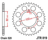 Piese moto - Foaie spate JT JTR 819-39 39T, 520