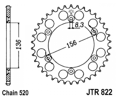 Piese moto - Foaie spate JT JTR 822-43 43T, 520
