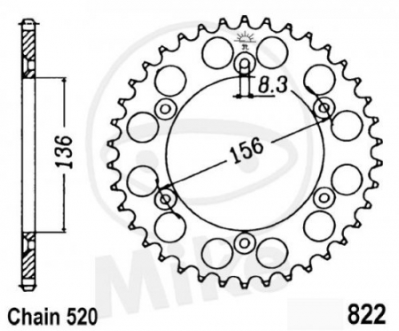 Piese moto - Foaie spate JT JTR 822-45 45T, 520