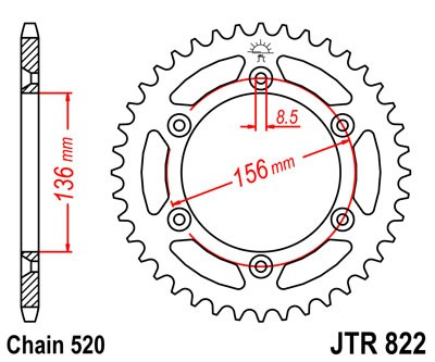 Piese moto - Foaie spate JT JTR 822-51 51T, 520
