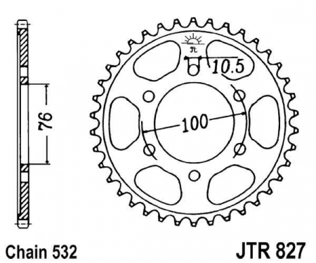 Piese moto - Foaie spate JT JTR 827-48 48T, 532