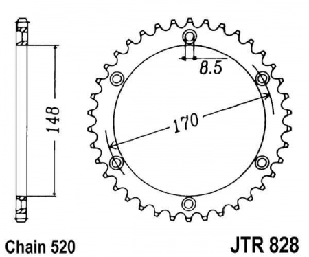 Piese moto - Foaie spate JT JTR 828-42 42T, 520