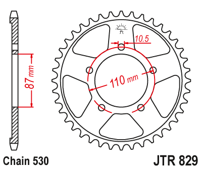Piese moto - Foaie spate JT JTR 829-44 44T, 530