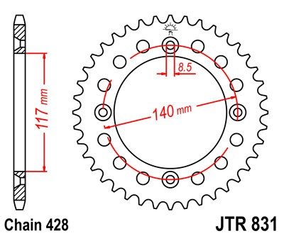 Piese moto - Foaie spate JT JTR 831-46 46T, 428
