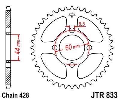 Piese moto - Foaie spate JT JTR 833-41 41T, 428