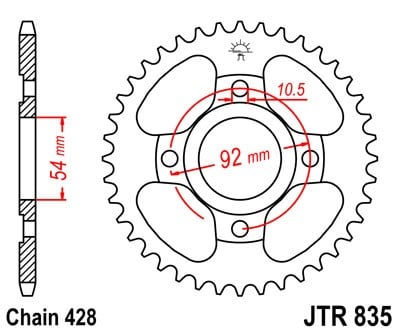 Piese moto - Foaie spate JT JTR 835-45 45T, 428
