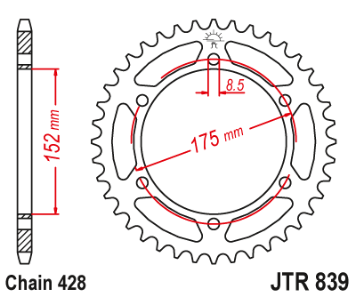 Piese moto - Foaie spate JT JTR 839-57 57T, 428