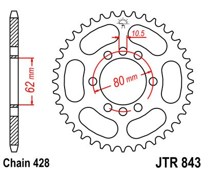 Piese moto - Foaie spate JT JTR 843-53 53T, 428