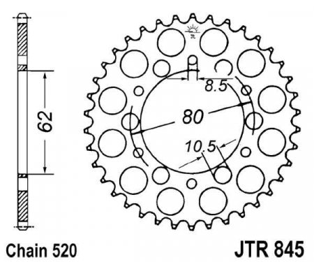 Piese moto - Foaie spate JT JTR 845-45 45T, 520