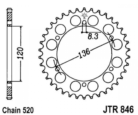 Piese moto - Foaie spate JT JTR 846-39 39T, 520