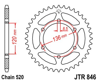 Piese moto - Foaie spate JT JTR 846-43 43T, 520