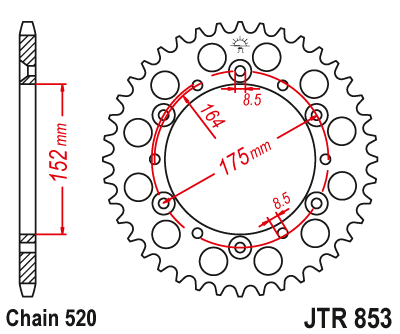 Piese moto - Foaie spate JT JTR 853-51 51T, 520