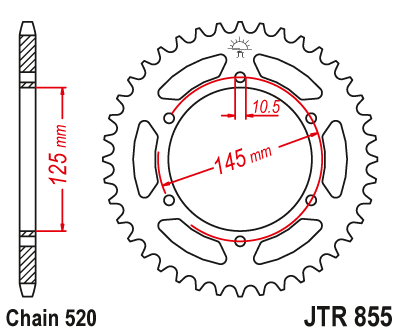 Piese moto - Foaie spate JT JTR 855-45ZBK 45T, 520 Black Zinc