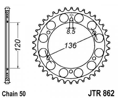 Piese moto - Foaie spate JT JTR 862-44 44T, 530