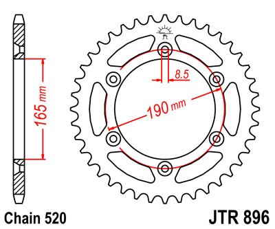 Piese moto - Foaie spate JT JTR 896-52 52T, 520