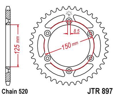 Piese moto - Foaie spate JT JTR 897-46 46T, 520