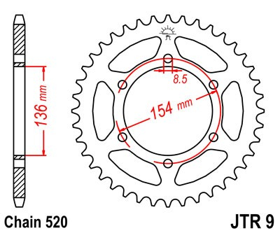 Piese moto - Foaie spate JT JTR 9-47 47T, 520