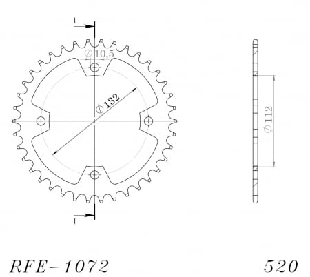 Foaie spate SUPERSPROX RFE-1072:38-BLK Negru 38T, 520 [1]