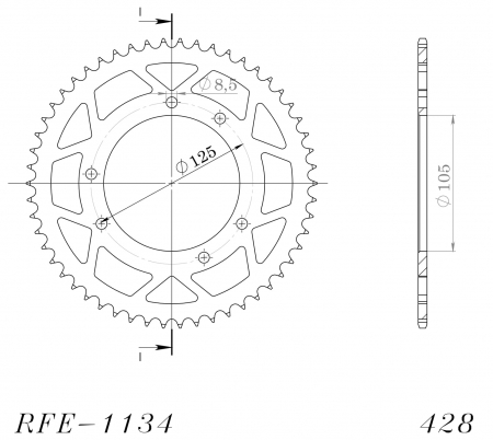 Foaie spate SUPERSPROX RFE-1134:52-BLK Negru 52T, 428 [1]
