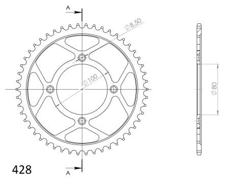 Foaie spate SUPERSPROX RFE-1204:50-BLK Negru 50T, 428 [1]