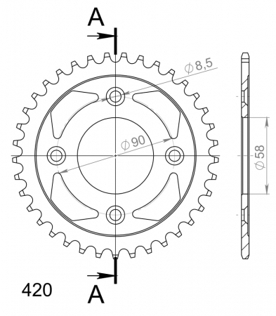 Foaie spate SUPERSPROX RFE-1213:37-BLK Negru 37T, 420 [1]