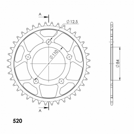 Piese moto - Foaie spate SUPERSPROX RFE-1225:40-BLK Negru 40T, 520