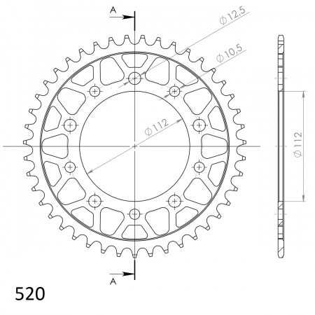 Foaie spate SUPERSPROX RFE-1303:43-BLK Negru 43T, 520 [2]