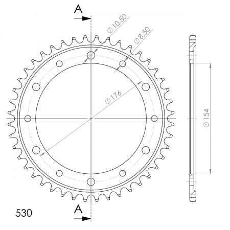 Foaie spate SUPERSPROX RFE-1340:44-BLK Negru 44T, 530 [1]