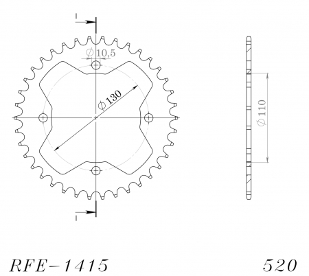 Foaie spate SUPERSPROX RFE-1415:38-BLK Negru 38T, 520 [1]