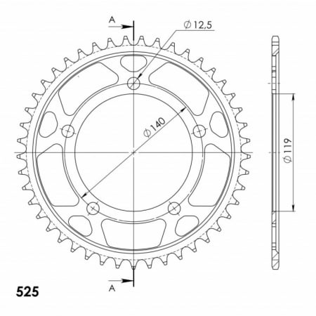 Piese moto - Foaie spate SUPERSPROX RFE-1790:45-BLK Negru 45T, 525