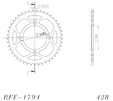 Foaie spate SUPERSPROX RFE-1794:45-BLK Negru 45T, 428 [1]