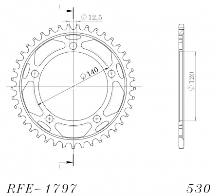 Foaie spate SUPERSPROX RFE-1797:41-BLK Negru 41T, 530 [1]