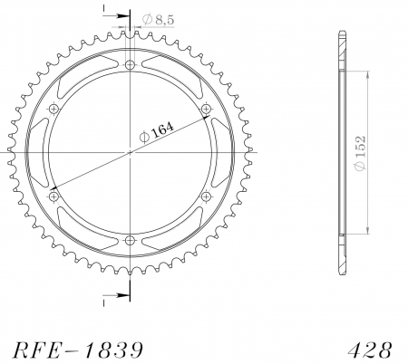 Foaie spate SUPERSPROX RFE-1839:55-BLK Negru 55T, 428 [1]
