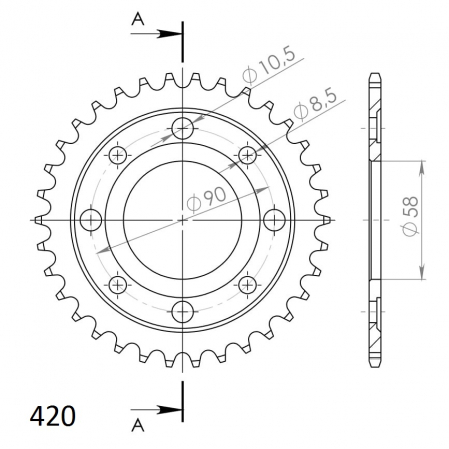 Foaie spate SUPERSPROX RFE-214:34-BLK Negru 34T, 420 [1]