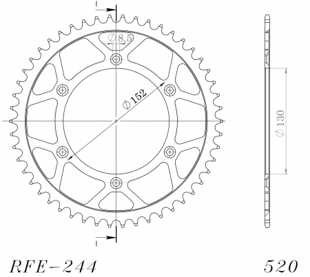 Foaie spate SUPERSPROX RFE-244:48-BLK Negru 48T, 520 [1]