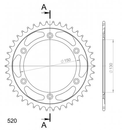 Foaie spate SUPERSPROX RFE-245:42-BLK Negru 42T, 520 [1]