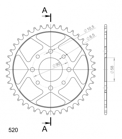 Foaie spate SUPERSPROX RFE-273:42-BLK Negru 42T, 520 [1]