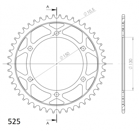 Foaie spate SUPERSPROX RFE-300:46-BLK Negru 46T, 525 [1]